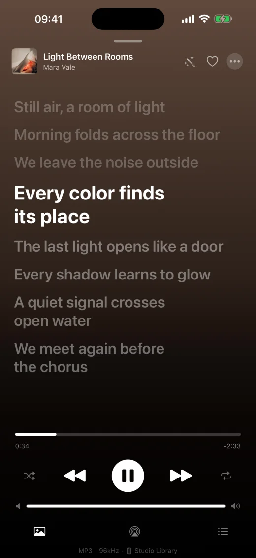 Des paroles au rythme de la musique.